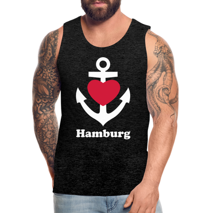 Männer Premium Tank Top - Maritimes Ankerdesign mit Herz und Hamburg - Anthrazit