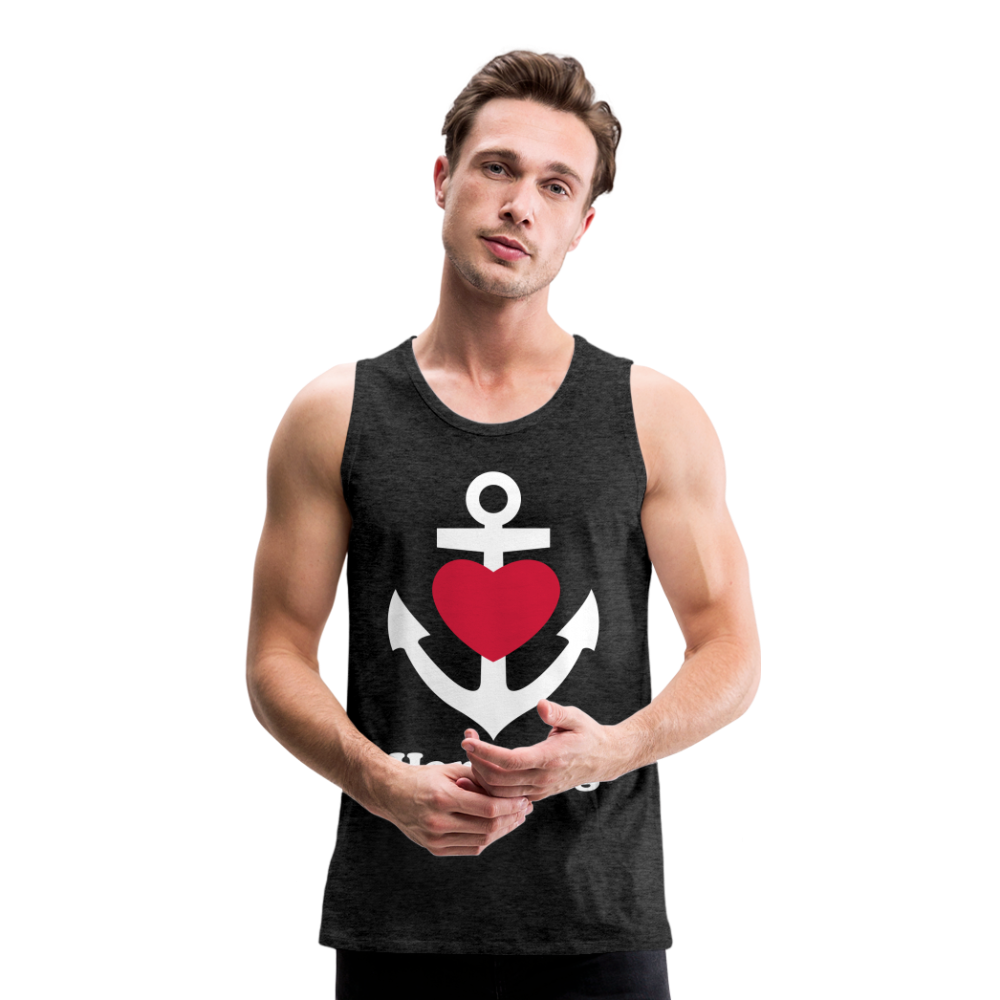 Männer Premium Tank Top - Maritimes Ankerdesign mit Herz und Hamburg - Anthrazit