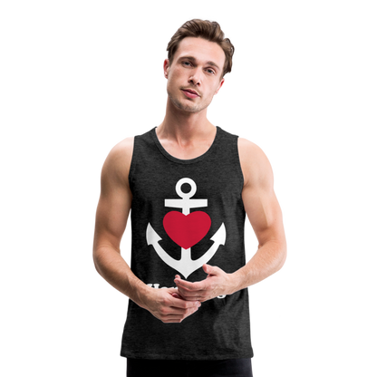 Männer Premium Tank Top - Maritimes Ankerdesign mit Herz und Hamburg - Anthrazit