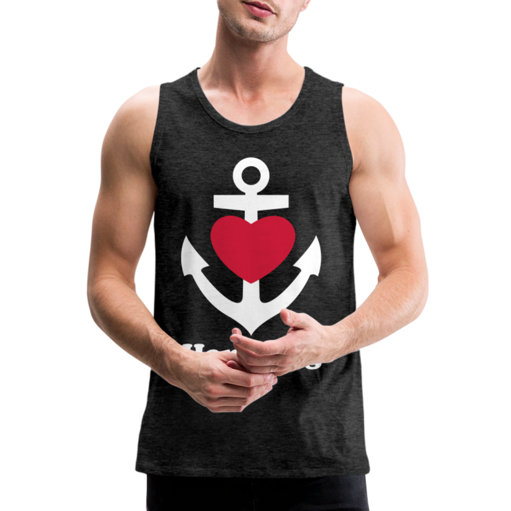 Männer Premium Tank Top - Maritimes Ankerdesign mit Herz und Hamburg - Anthrazit