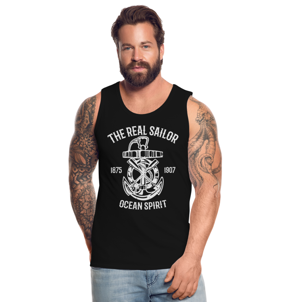 Männer Premium Tank Top - Maritim Design The Real Sailor - Schwarz