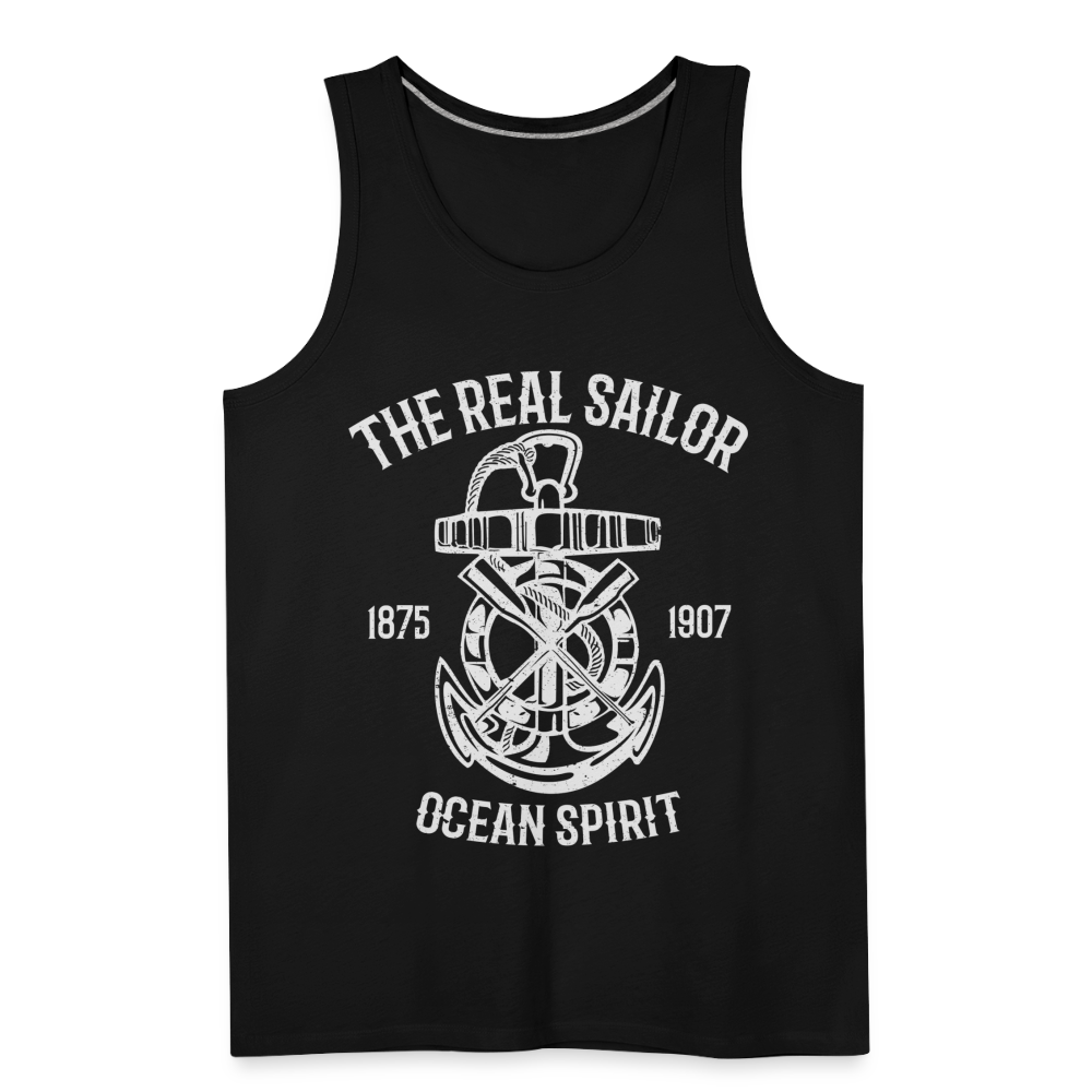 Männer Premium Tank Top - Maritim Design The Real Sailor - Schwarz