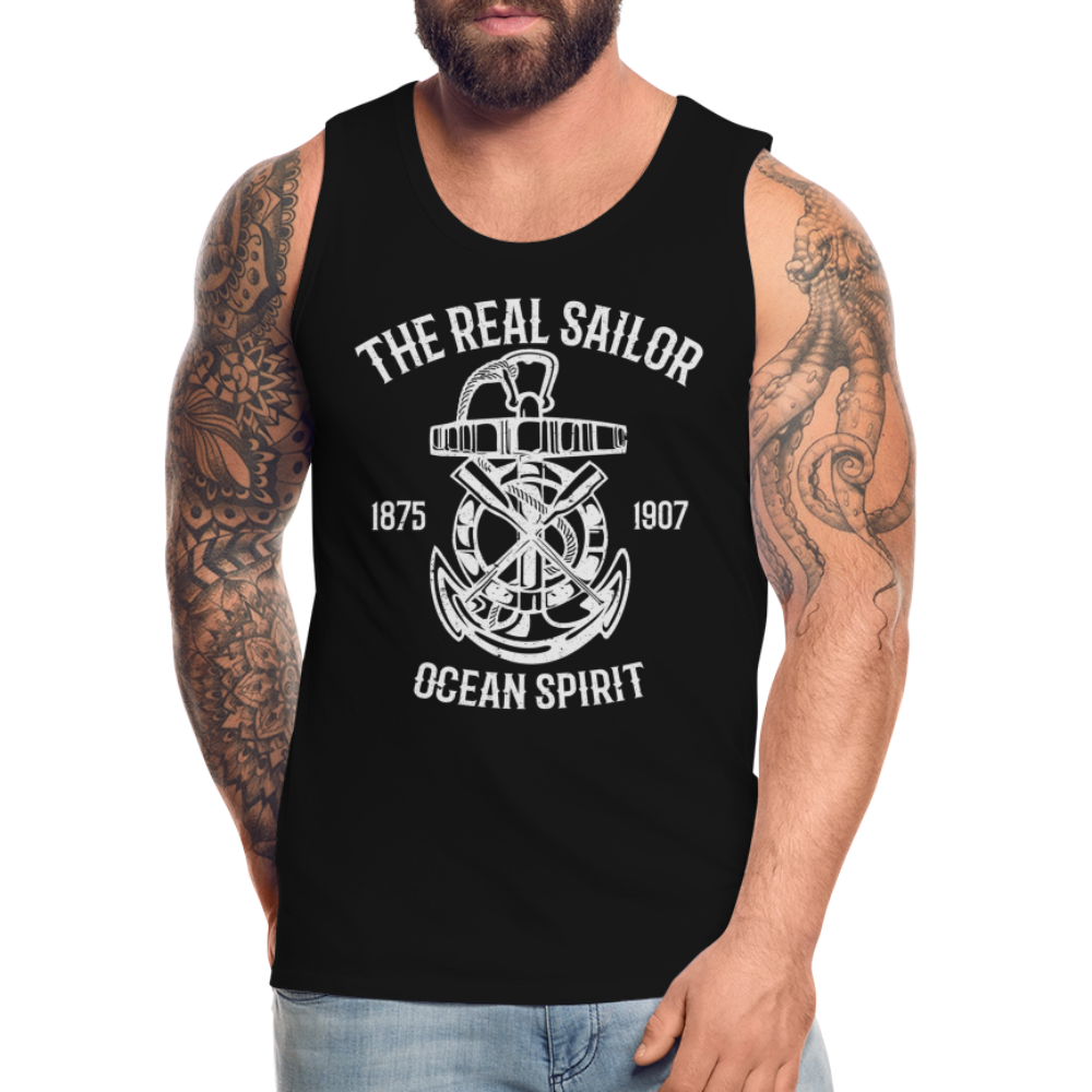 Männer Premium Tank Top - Maritim Design The Real Sailor - Schwarz