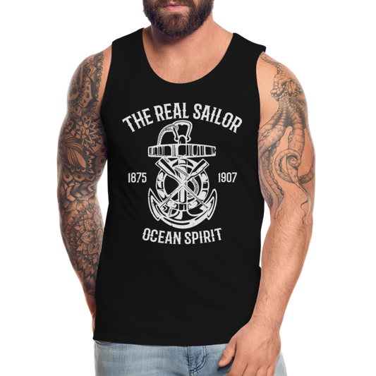 Männer Premium Tank Top - Maritim Design The Real Sailor - Schwarz