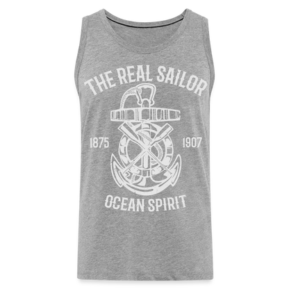 Männer Premium Tank Top - Maritim Design The Real Sailor - Grau meliert