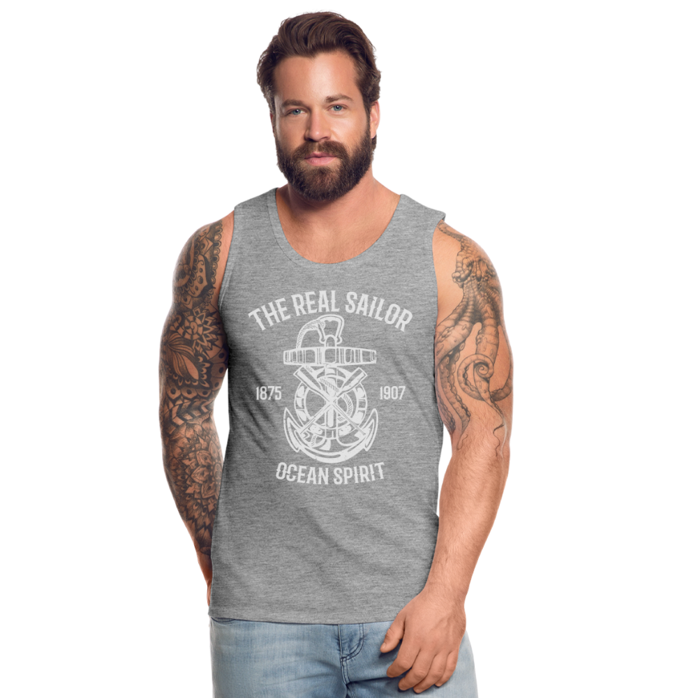 Männer Premium Tank Top - Maritim Design The Real Sailor - Grau meliert