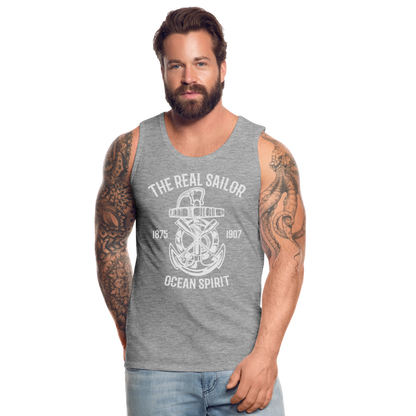 Männer Premium Tank Top - Maritim Design The Real Sailor - Grau meliert