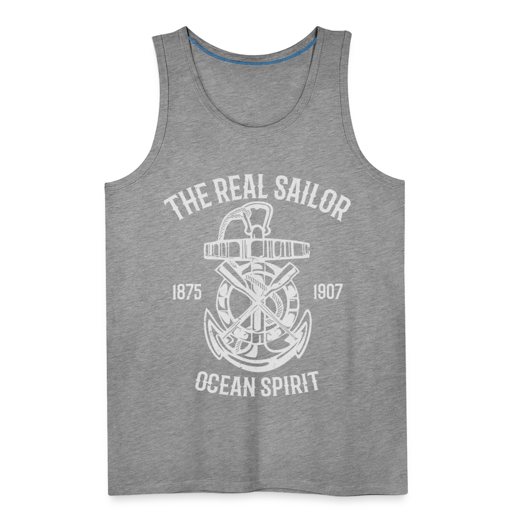 Männer Premium Tank Top - Maritim Design The Real Sailor - Grau meliert