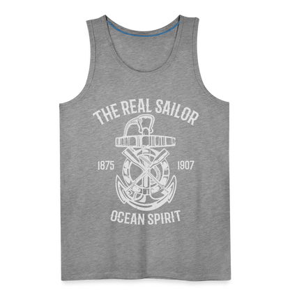 Männer Premium Tank Top - Maritim Design The Real Sailor - Grau meliert