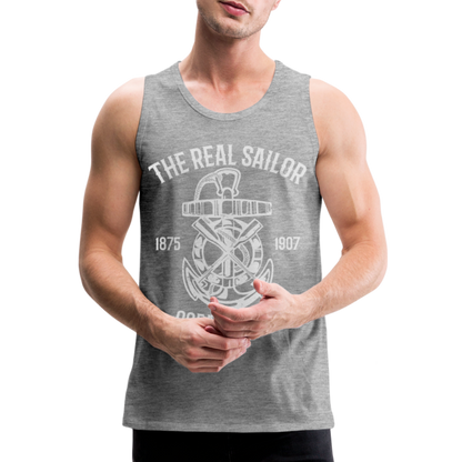 Männer Premium Tank Top - Maritim Design The Real Sailor - Grau meliert