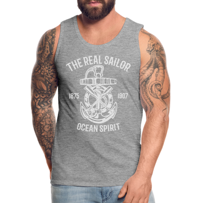 Männer Premium Tank Top - Maritim Design The Real Sailor - Grau meliert