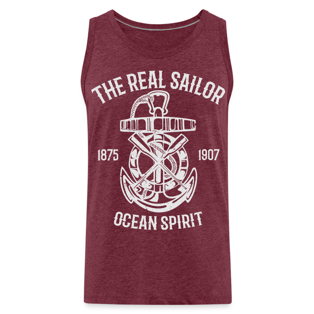 Männer Premium Tank Top - Maritim Design The Real Sailor - Bordeauxrot meliert