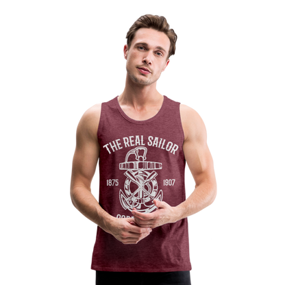 Männer Premium Tank Top - Maritim Design The Real Sailor - Bordeauxrot meliert