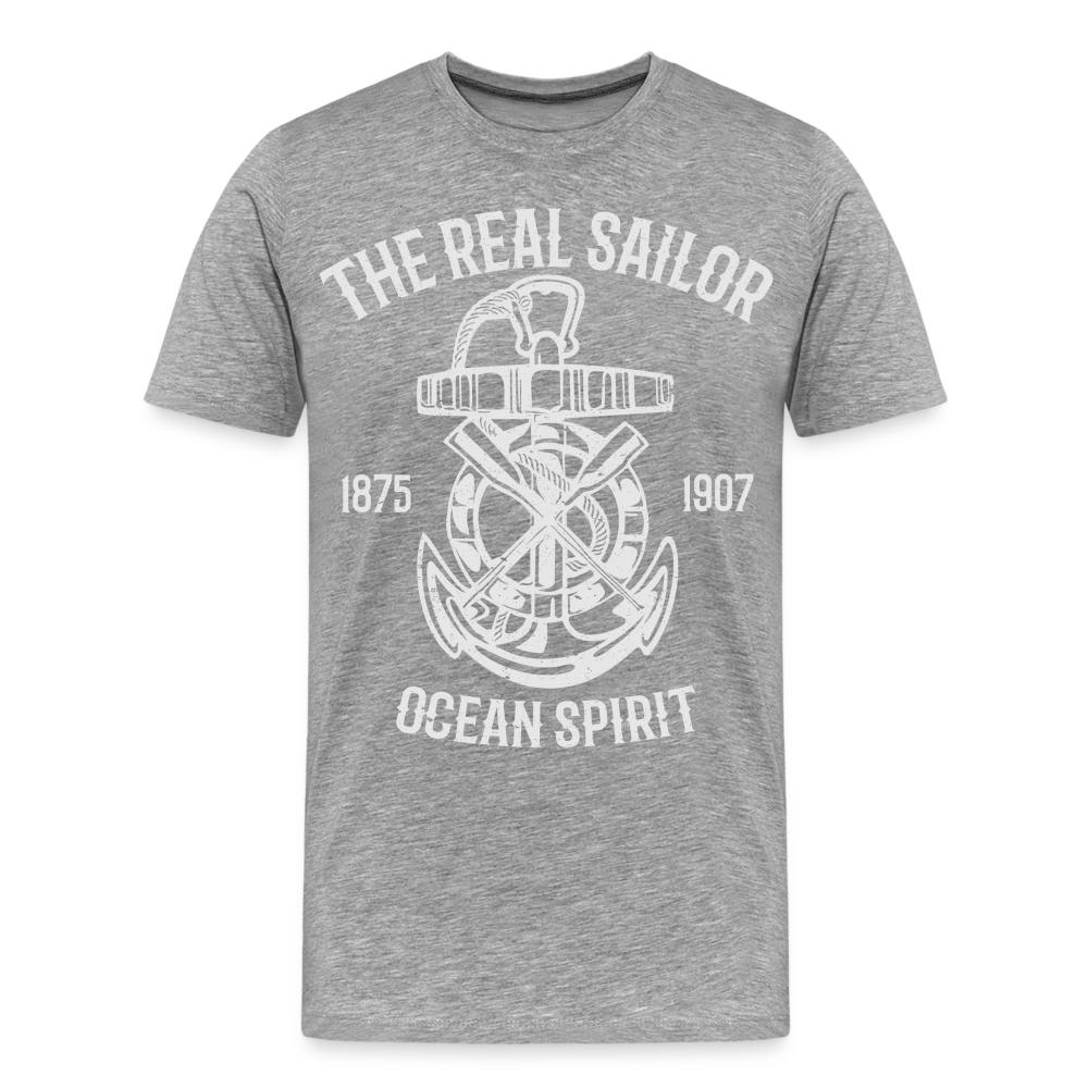 Männer Premium T-Shirt - Maritimes Design The Real Sailor - Grau meliert