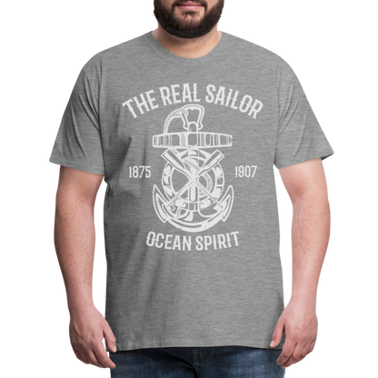 Männer Premium T-Shirt - Maritimes Design The Real Sailor - Grau meliert