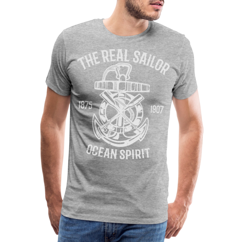 Männer Premium T-Shirt - Maritimes Design The Real Sailor - Grau meliert