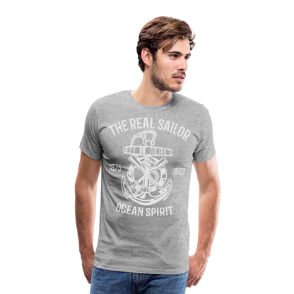 Männer Premium T-Shirt - Maritimes Design The Real Sailor - Grau meliert