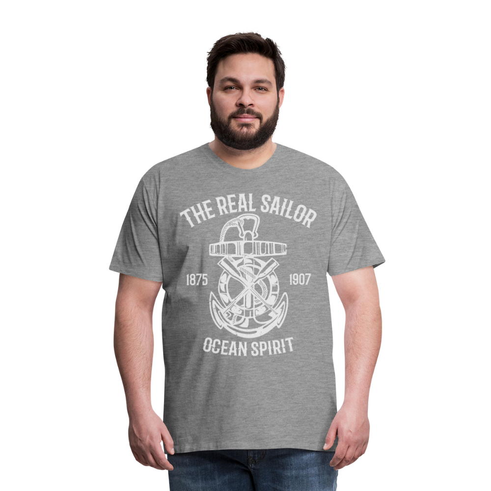 Männer Premium T-Shirt - Maritimes Design The Real Sailor - Grau meliert