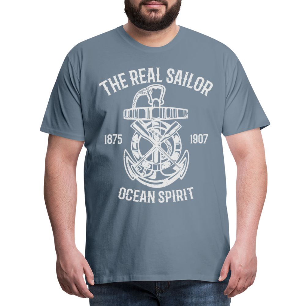 Männer Premium T-Shirt - Maritimes Design The Real Sailor - Blaugrau