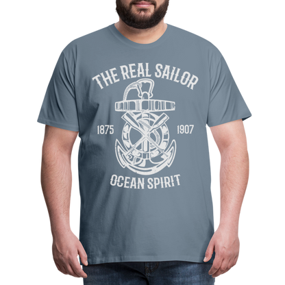 Männer Premium T-Shirt - Maritimes Design The Real Sailor - Blaugrau