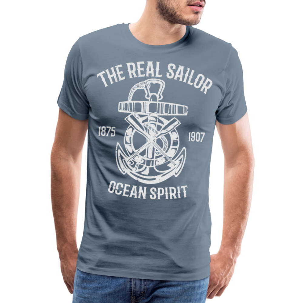 Männer Premium T-Shirt - Maritimes Design The Real Sailor - Blaugrau