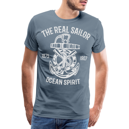 Männer Premium T-Shirt - Maritimes Design The Real Sailor - Blaugrau