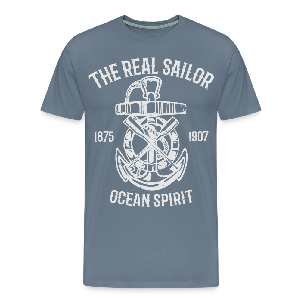 Männer Premium T-Shirt - Maritimes Design The Real Sailor - Blaugrau