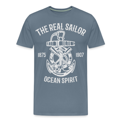 Männer Premium T-Shirt - Maritimes Design The Real Sailor - Blaugrau