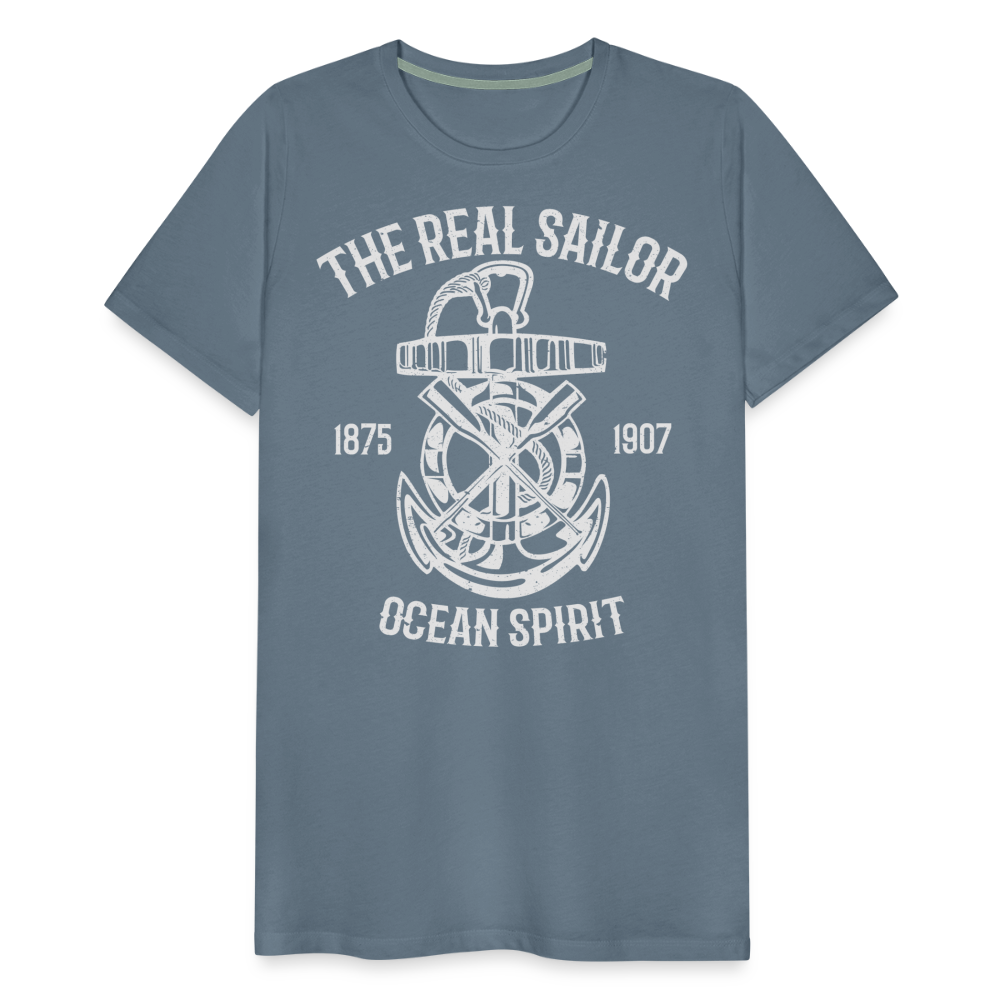 Männer Premium T-Shirt - Maritimes Design The Real Sailor - Blaugrau