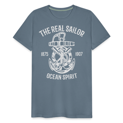 Männer Premium T-Shirt - Maritimes Design The Real Sailor - Blaugrau