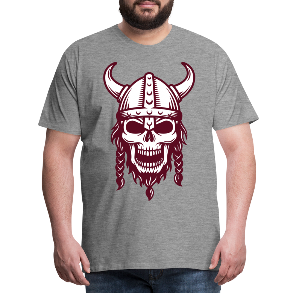 Männer Premium T-Shirt - Wikinger Design Totenkopf - Grau meliert