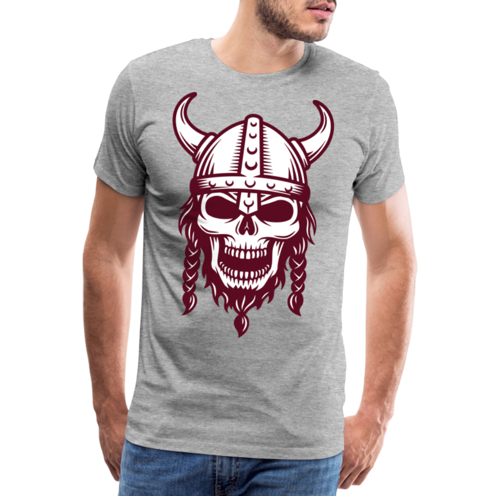 Männer Premium T-Shirt - Wikinger Design Totenkopf - Grau meliert