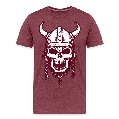 Männer Premium T-Shirt - Wikinger Design Totenkopf - Bordeauxrot meliert