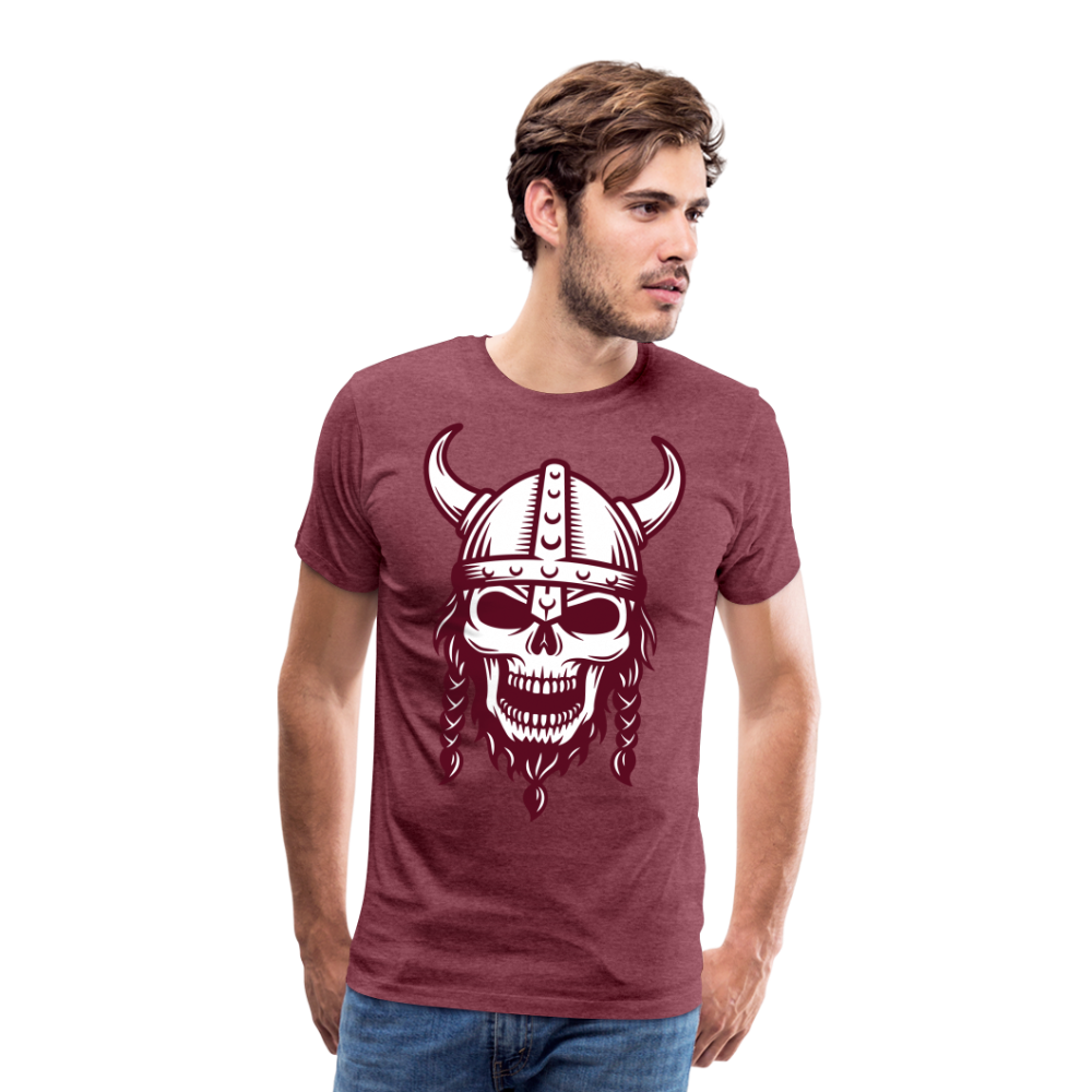 Männer Premium T-Shirt - Wikinger Design Totenkopf - Bordeauxrot meliert