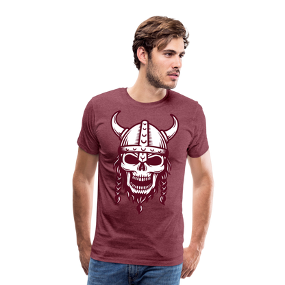 Männer Premium T-Shirt - Wikinger Design Totenkopf - Bordeauxrot meliert