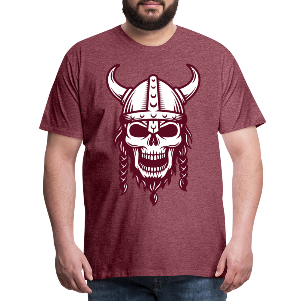 Männer Premium T-Shirt - Wikinger Design Totenkopf - Bordeauxrot meliert