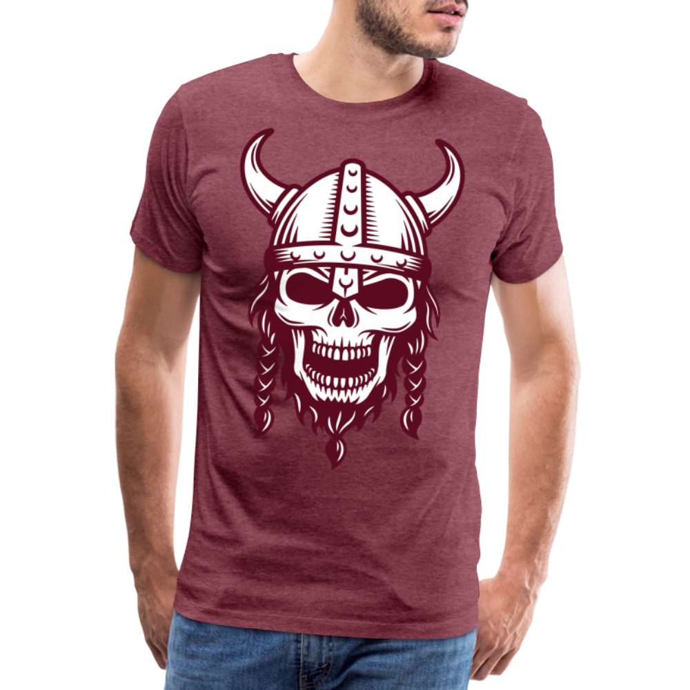 Männer Premium T-Shirt - Wikinger Design Totenkopf - Bordeauxrot meliert