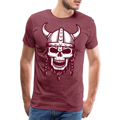 Männer Premium T-Shirt - Wikinger Design Totenkopf - Bordeauxrot meliert