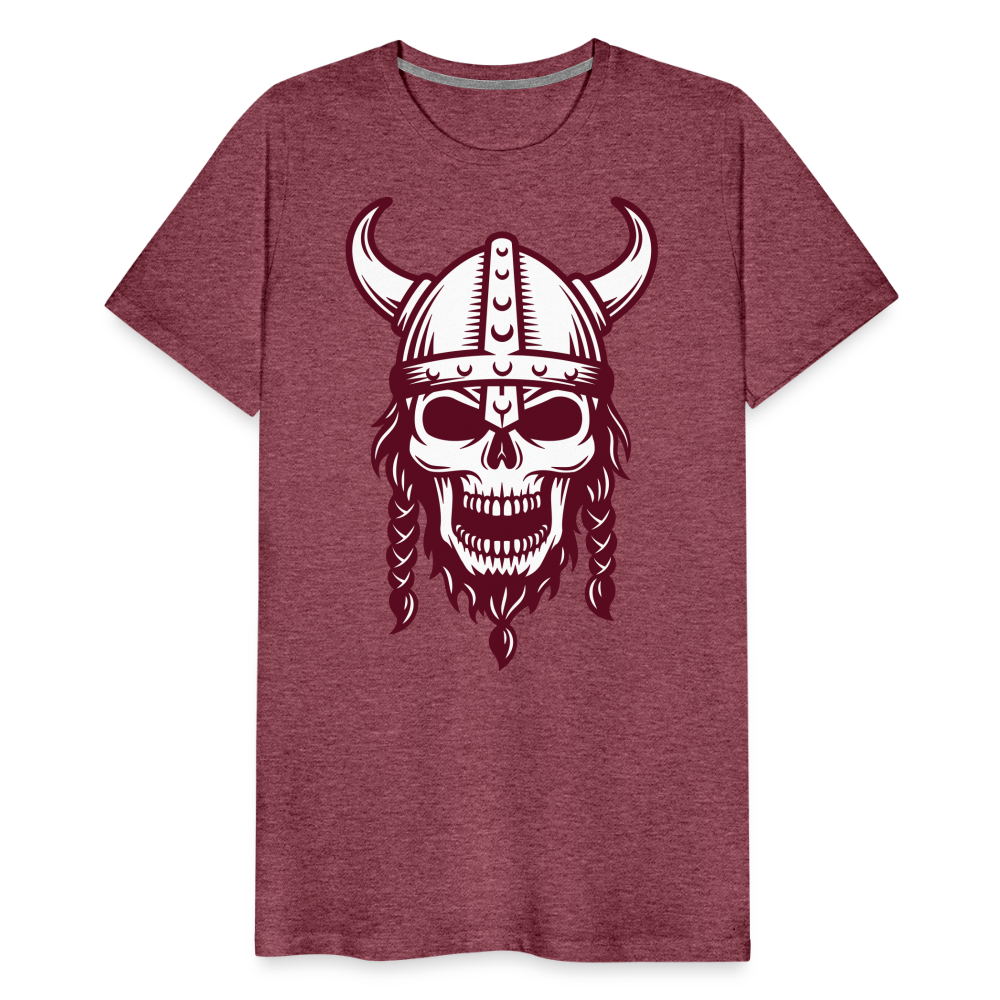 Männer Premium T-Shirt - Wikinger Design Totenkopf - Bordeauxrot meliert