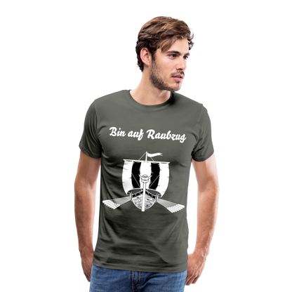 Männer Premium T-Shirt - Wikinger Design - Spruch - Bin auf Raubzug - Asphalt