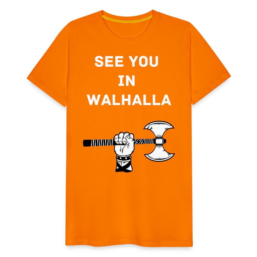 Männer Premium T-Shirt - Wikinger Design - See you in Walhalla Spruch - Orange