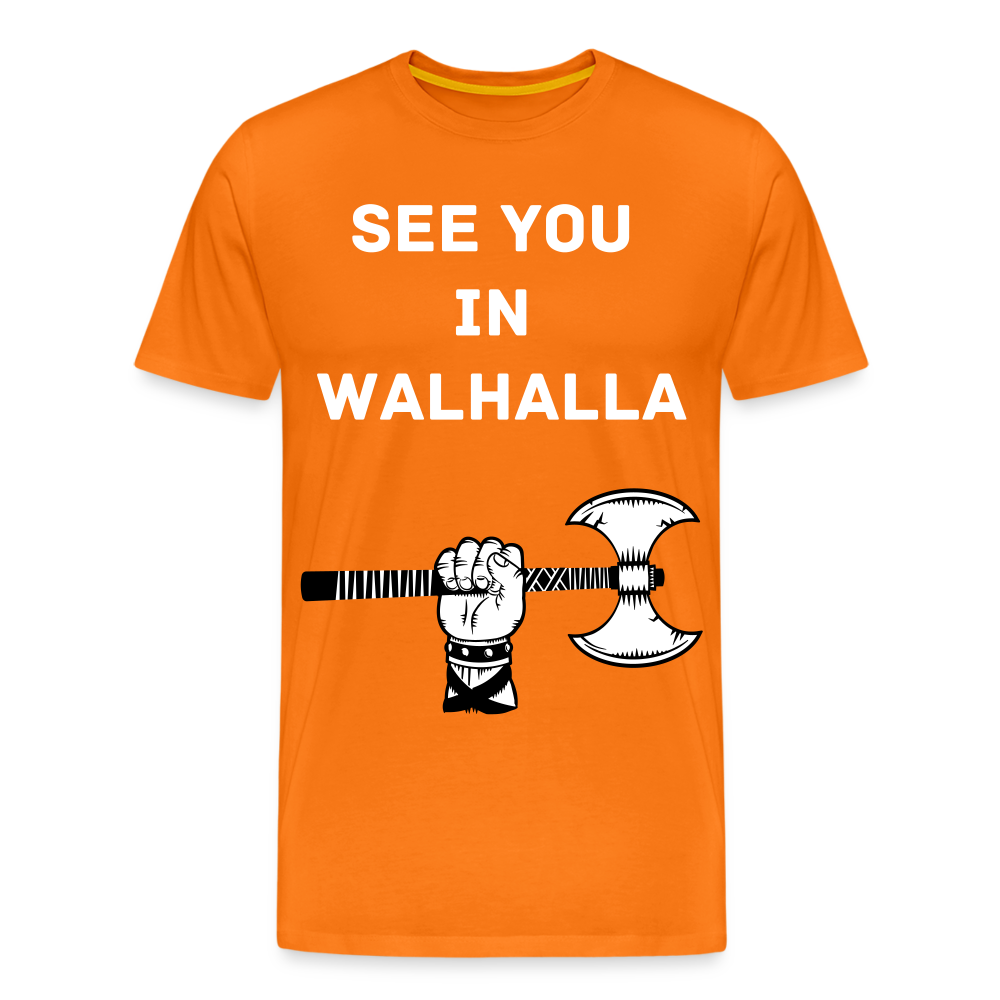 Männer Premium T-Shirt - Wikinger Design - See you in Walhalla Spruch - Orange