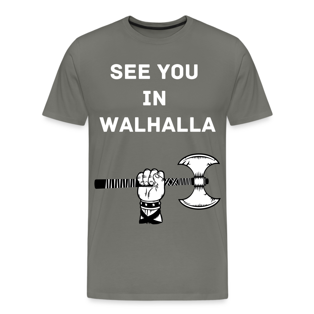 Männer Premium T-Shirt - Wikinger Design - See you in Walhalla Spruch - Asphalt