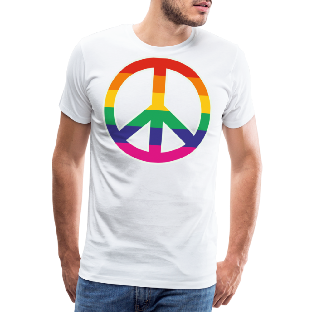 Männer Premium T-Shirt - Regenbogen - Peace - Friedenszeichen - weiß