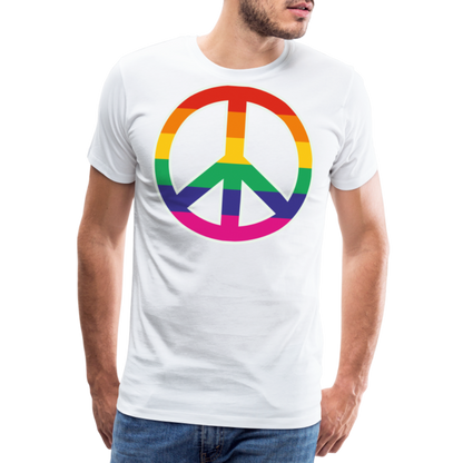 Männer Premium T-Shirt - Regenbogen - Peace - Friedenszeichen - weiß