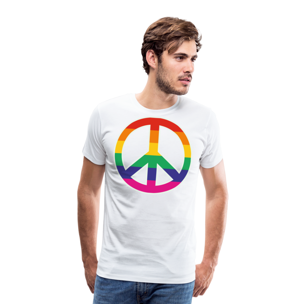 Männer Premium T-Shirt - Regenbogen - Peace - Friedenszeichen - weiß