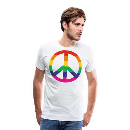 Männer Premium T-Shirt - Regenbogen - Peace - Friedenszeichen - weiß