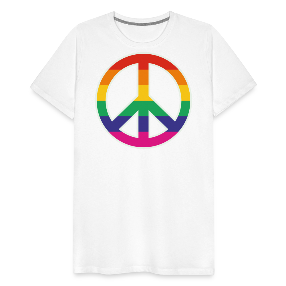 Männer Premium T-Shirt - Regenbogen - Peace - Friedenszeichen - weiß