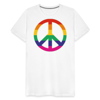 Männer Premium T-Shirt - Regenbogen - Peace - Friedenszeichen - weiß