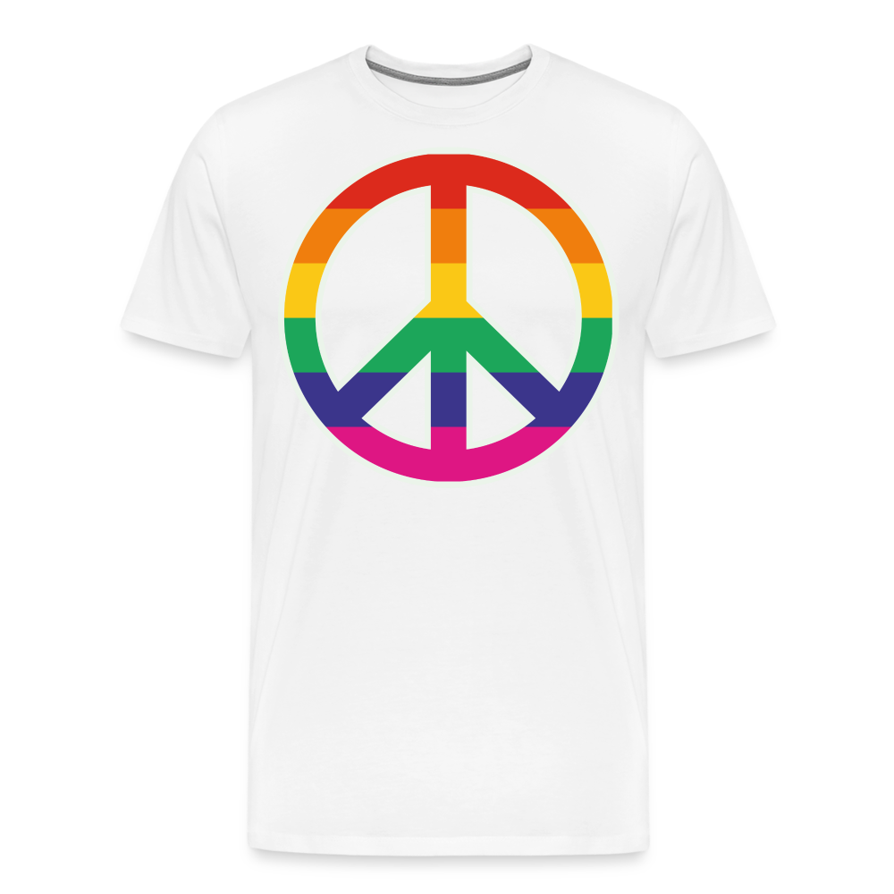 Männer Premium T-Shirt - Regenbogen - Peace - Friedenszeichen - weiß